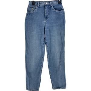 VINTAGE 90s Gloria Vanderbilt Jeans 6 Blue Denim High Rise Cotton SMALL STAIN